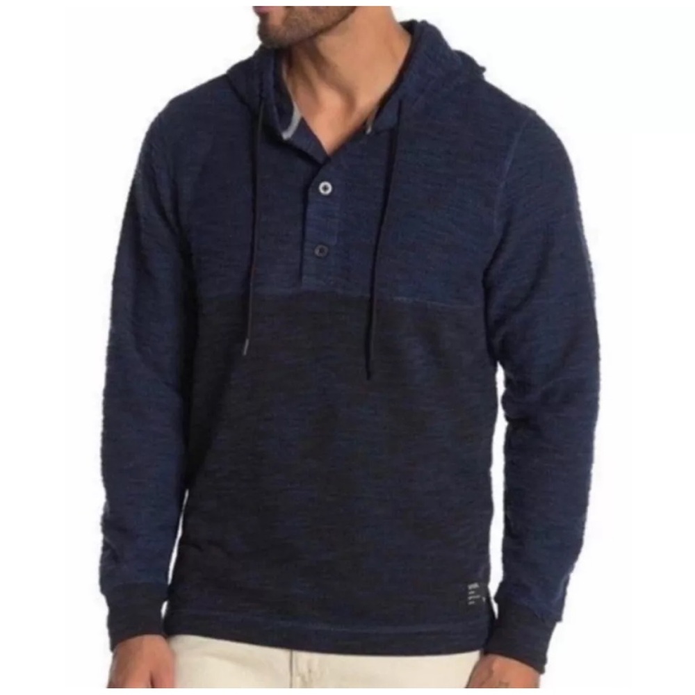 Unionbay Baja Textured Knit Pullover Hoodie Henley Mens XL